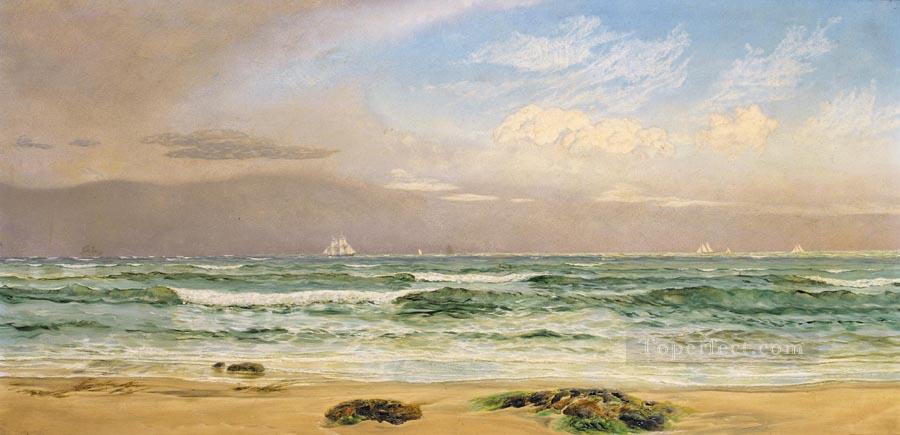 Shipping Off the Coast seascape Brett John Beach Oil Paintings